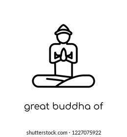 great buddha of thailand icon. Trendy modern flat linear vector great buddha of thailand icon on white background from thin line Architecture and Travel collection, outline vector illustration