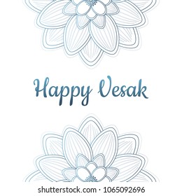 The great Buddhist holiday of Vesak. The image of the lotus in the form of a mandala. Vector illustration. Symbols and signs. Can be used to design a greeting card, a banner, a poster. Place for text.