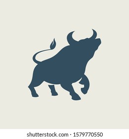 Great bull simple and flat icon logo design