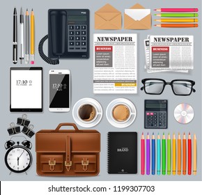 Great Business Office Set Collection Vector Stock Vector (Royalty Free ...