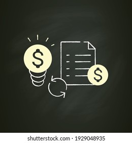 Great Business Plan Chalk Icon. Perfect Idea For Making Money. Startup Project Foundation. Advantageous Offer Concept. Tax Declaration. Isolated Vector Illustration On Chalkboard