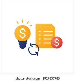 Great Business Plan Flat Icon. Perfect Idea For Making Money. Startup Project Foundation. Advantageous Offer Concept. Tax Declaration.3d Vector Illustration