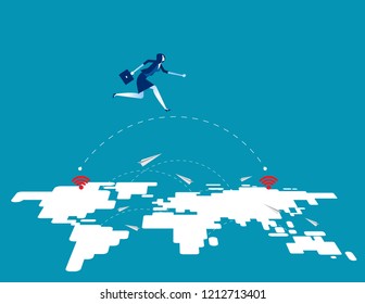 Great Business Technology Leap Forward. Concept Business Vector Illustration, Innovation, Jump, Successful.

