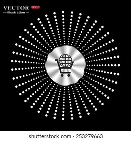 Great buy. Big deal. Globe in the basket. Planet in the basket. Land in the basket.   put in shopping cart, Globe, vector illustration, EPS 10