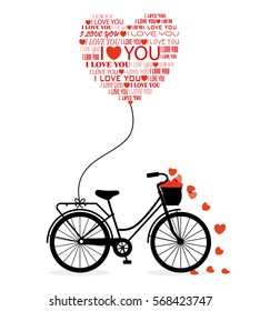Great card for Valentine's Day. Cute bike with hearts.
