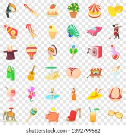Great carnival icons set. Cartoon style of 36 great carnival vector icons for web for any design