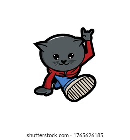 Great cats doing break dance good for stickers, t shirts, print, cartoon, gravity art, hip hop