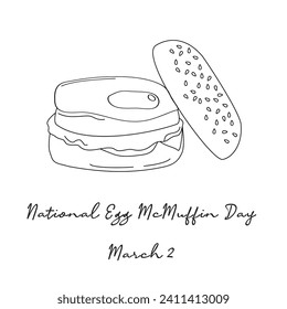 Great for celebrating National Egg McMuffin Day, this one line artwork