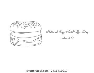 Great for celebrating National Egg McMuffin Day, this one line artwork