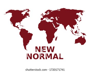 
The great change of humanity. Changing lifestyle . The red world map is threatened by the corona virus epidemic. Covid-19 Vector/illustration
