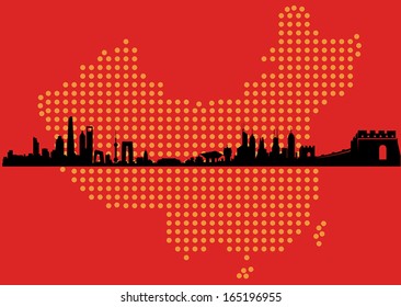 Great China Map Skyline