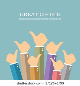 Great choice concept, thumbs up vector card