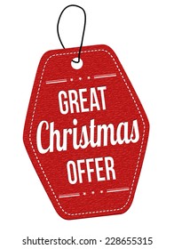 Great Christmas leather label or price tag on white background, vector illustration