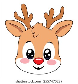 A great Christmas reindeer chibi element for posters and cards on festive days
