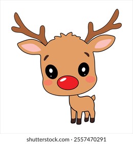 A great Christmas reindeer chibi element for posters and cards on festive days