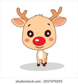 A great Christmas reindeer chibi element for posters and cards on festive days