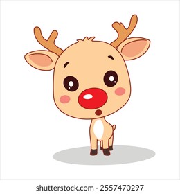 A great Christmas reindeer chibi element for posters and cards on festive days