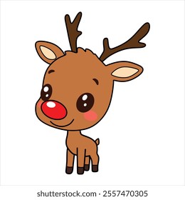 A great Christmas reindeer chibi element for posters and cards on festive days