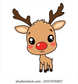 A great Christmas reindeer chibi element for posters and cards on festive days
