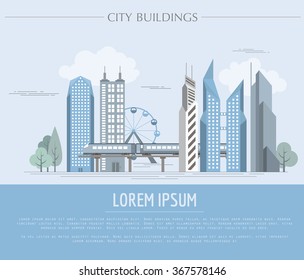 Great city map creator. Outline version. House constructor. House, cafe, restaurant, shop, infrastructure, industrial, transport, village and countryside. Make your perfect city. Vector illustration