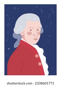 Great classical composer and virtuoso musician of the Vienna Classical School vector flat illustration