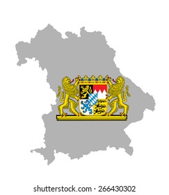 Great coat of arms of Bavaria, Germany, isolated vector in official colors and Proportion Correctly. High detailed vector map - BavariaBayern, silhouette illustration isolated. Province in Germany. 