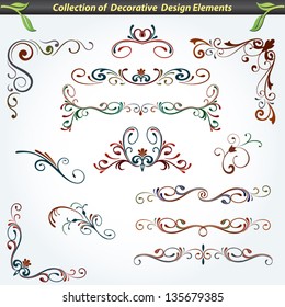 Great collection of decorative and floral elements in vector format. Ideal for creative layout, greeting cards, invitations, books, brochures, stencil and many more uses.