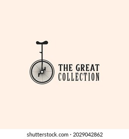 the great collection old bicycle logo vector design. retro one wheel old bicycle logo business template with mature and vintage styles. 