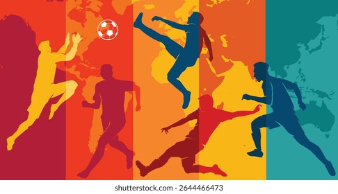 Great colorful editable world soccer or football vector background design for any media