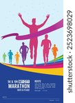 Great colorful vector editable finish line marathon winner reaching finish line poster background design for your digital and print