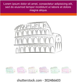 Great Colosseum, Rome, Italy. Sketch. Vector illustration