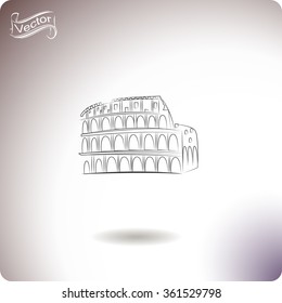 Great Colosseum, Rome, Italy. Sketch. Vector illustration.