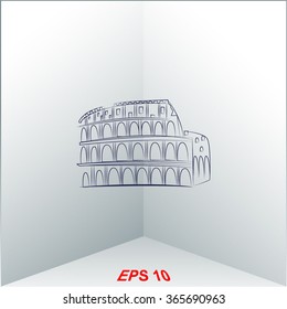 Great Colosseum, Rome, Italy. Sketch. Vector illustration.