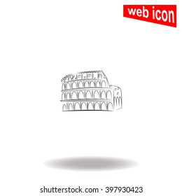 Great Colosseum, Rome, Italy. Sketch. Universal icon to use in web and mobile UI