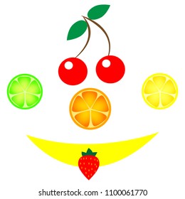 A great concept with different fruits of banana, cherries, strawberries and citrus
