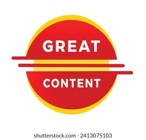 Great content banner, red label design modern style. Vector template isolated white background.