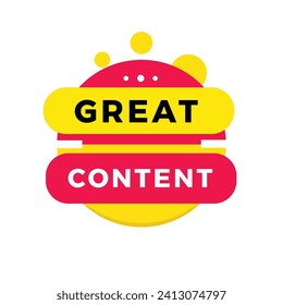 Great content banner template, red label design modern style. Vector template isolated white background.