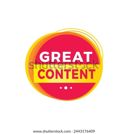 Great content red label icon for announcement, advertising, vector. Modern design template for banner.