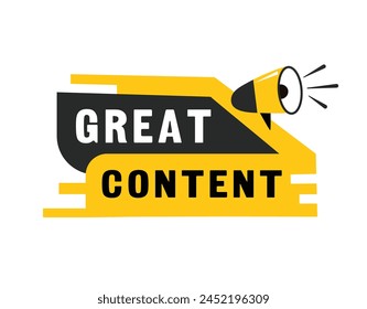 Great content speech bubble icon falt style. Banner design for business, marketing. Vector label.
