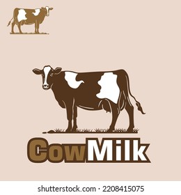 GREAT COW MILK LOGO, silhouette of healthy dairy cow vector illustrations