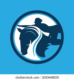 great creative dancing horse equestrian dressage logo design vector template illustrations
