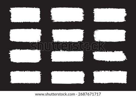 Great creative grunge box - paint texture, brushstrokes with spray splashes, highlighters, underline. Vector stencil lines, diverse brush strokes set. Hand drawn paint lines. Vector graphic set