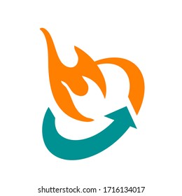 great custom red blue fire flames logo vector design icons elements