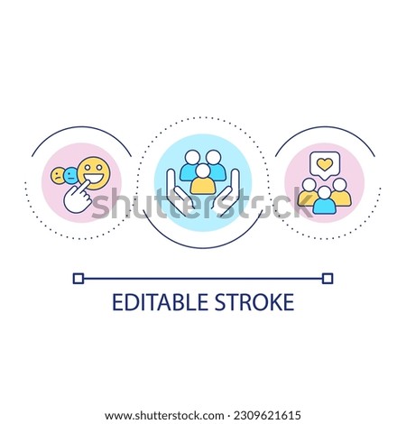 Great customer service loop concept icon. Meeting clients needs abstract idea thin line illustration. Providing excellent guest satisfaction. Isolated outline drawing. Editable stroke. Arial font used