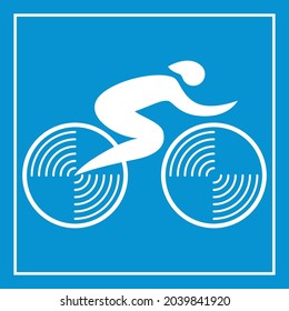 Gran logo ciclista. Ilustración vectorial aislada en fondo azul. 