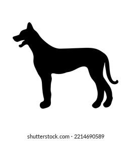 Great Dane. Black silhouette of a dog on a white background. Vector illustration