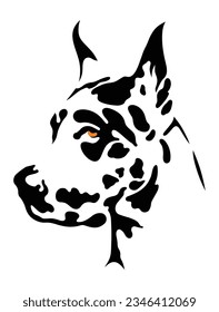 Great Dane black and white stencil image