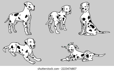 Great dane cartoon character set