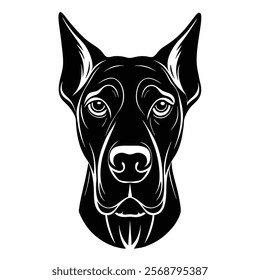 Great Dane Chihuahua dog head vector silhouette art illustration