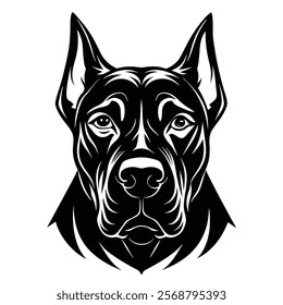 Great Dane Chihuahua dog head vector silhouette art illustration